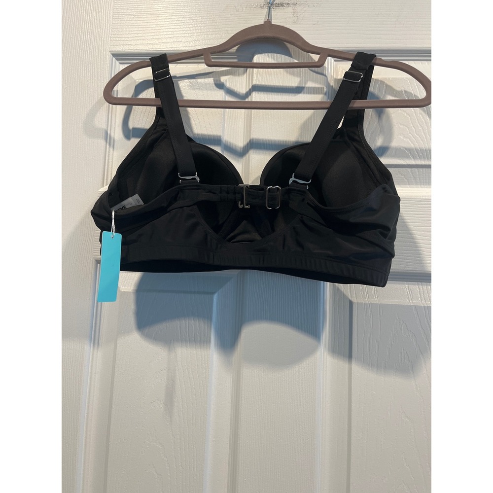 Aqua Eve Black Ruched‎ Bikini Top Swimwear Size Large NWT - Picture 3 of 7